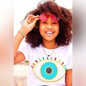 NWT Lola and the Boys Evil Eye sparkle shirt size 8